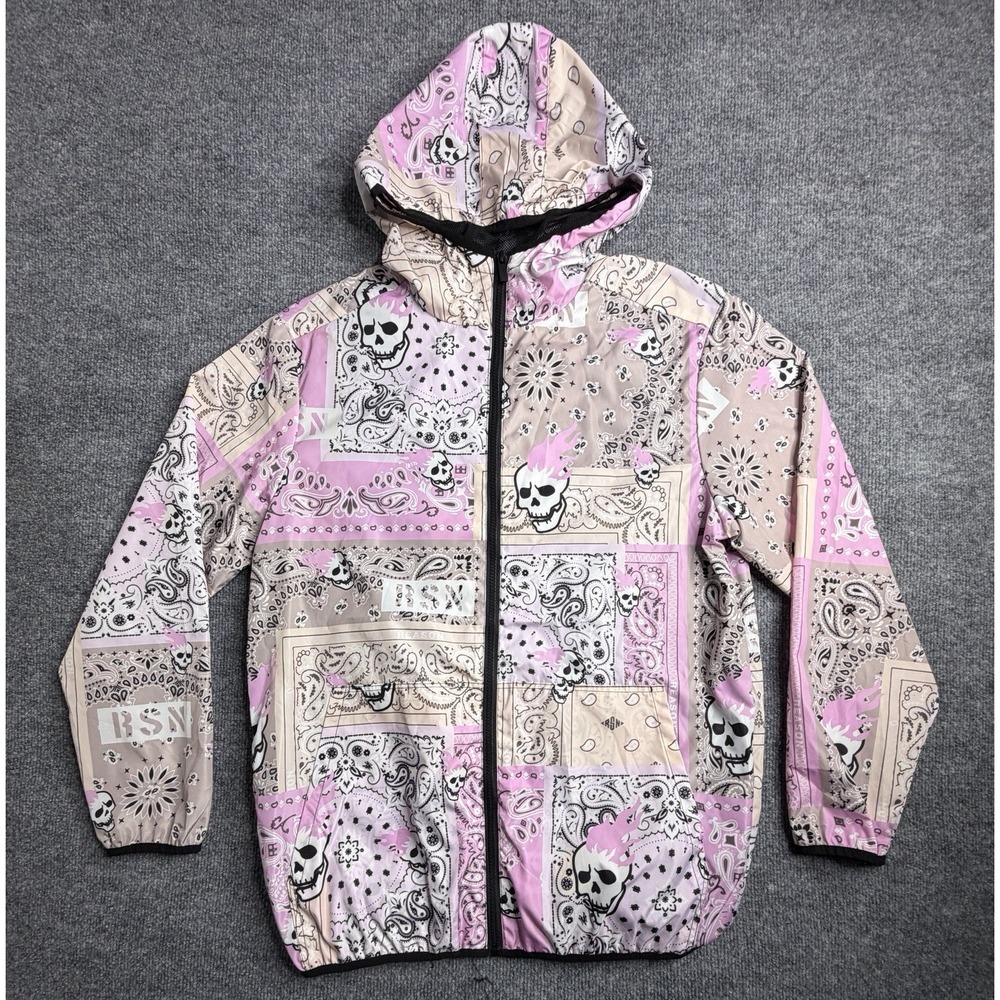 Paisley Full Zip Anorak Lightweight Hooded Pullover Jacket Men's Size Medium‎